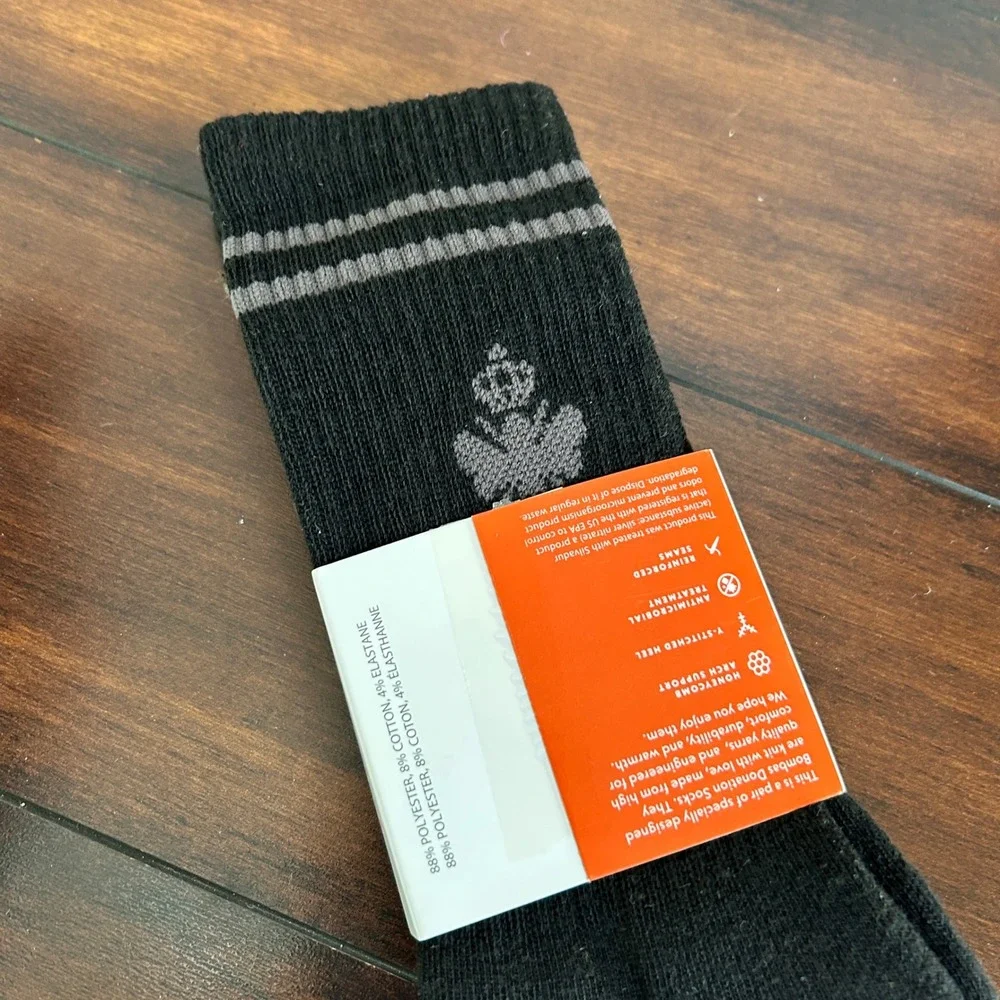 Bombas Crew Socks Unisex Medium Black Grey 5 Pairs NEW